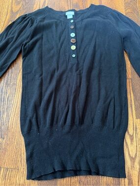 dELiA*s Black Crewneck Sweater with Multi-Color Buttons